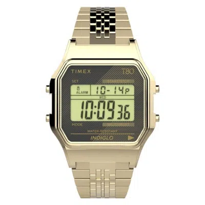 Timex Men's T80 Series Black Square 34mm In Gold