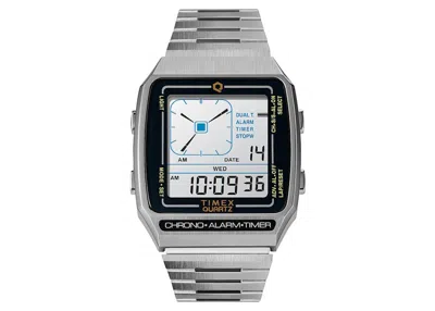 Pre-owned Timex Men's  Q Reissue Digital Tw2u72400zv Watch In Stainless Steel