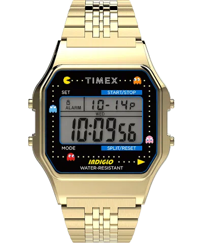 Pre-owned Timex Men's  T80 X Pacman Tw2u32000 Watch In Stainless Steel