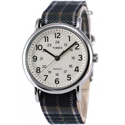 Timex Men's Weekender Cream Dial Watch In White