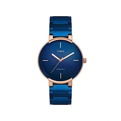 Pre-owned Timex Mens 40 Mm Blue Dial Ceramic Bracelet Analogue Watch - Tweg21201 (wtitweg2