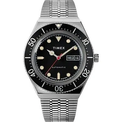 Pre-owned Timex Mens Automatic Wristwatch  M79 Tw2u78300 Stainless Steel Black