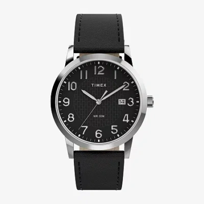 Timex Mens Black Leather Strap Watch Tw2y67400jt