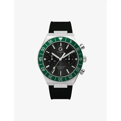 Timex Mens Black Q  Continental Chronograph 40mm Synthetic Rubber Strap Watch In Multi