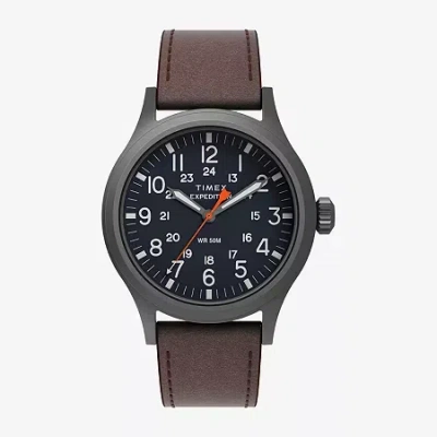 Timex Mens Brown Leather Strap Watch Tw2y63100jt