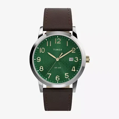 Timex Mens Brown Leather Strap Watch Tw2y67600jt