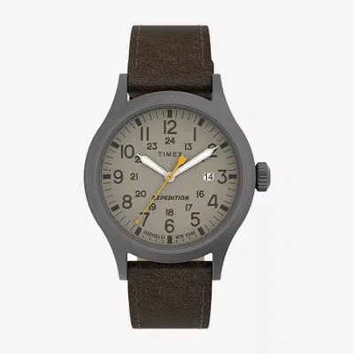 Timex Mens Brown Leather Strap Watch Tw4b23100jt