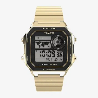 Timex Mens Digital Gold Tone Stainless Steel Bracelet Watch Tw5m69000jt