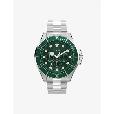 Timex Mens Harborside Coast Multifunction 43mm Stainless Steel Quartz Watch In Purple