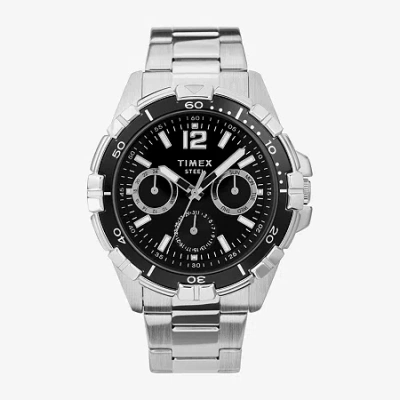 Timex Mens Silver Tone Stainless Steel Bracelet Watch Tw2u70400ji In Metallic