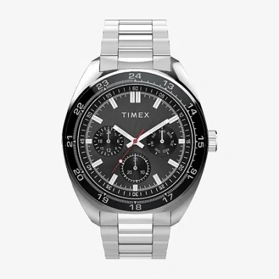 Timex Mens Silver Tone Stainless Steel Bracelet Watch In White