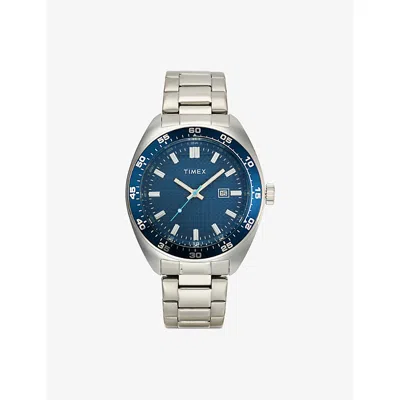 Timex Mens Silver Weston Stainless Steel Quartz Watch 45mm