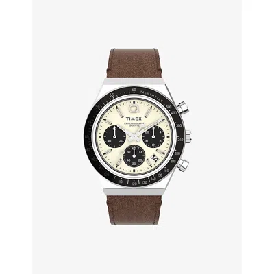 Timex Mens Cream Tw2v42800 Q Diver Inspired Chronograph Stainless-steel Automatic Watch In White
