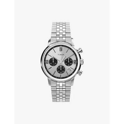 Timex Mens Silver Tw2w10400 Marlin Chronograph Stainless-steel Tachymeter Watch