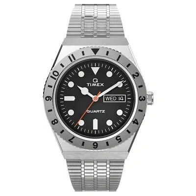 Pre-owned Timex Mens Wristwatch  Q Reissue Tw2v00100 Stainless Steel Black