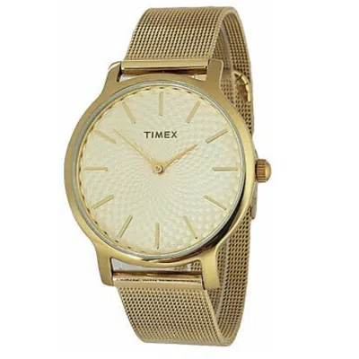 Timex Metropolitan Quartz Champagne Dial Ladies Watch Tw2t25900 In Gold Tone/beige