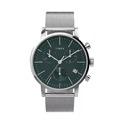 Timex Midtown Chronograph Quartz Green Dial Men's Watch Tw2w43400 In Green/silver Tone
