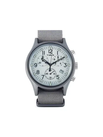 Pre-owned Timex Mk1 Aluminum Chronograph 40mm In White
