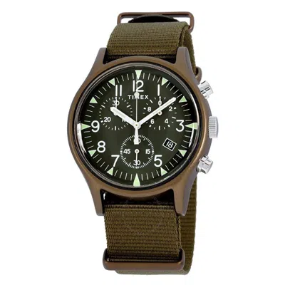 Timex Mk1 Chronograph Quartz Green Dial Men's Watch Tw2r67800 In Brown