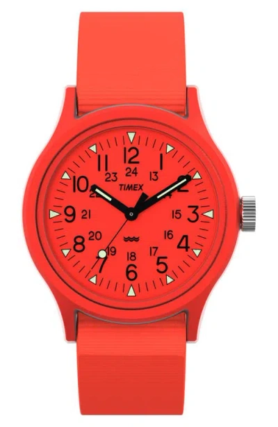Timex ® Mk1 Orange Resin Webbing Strap Watch, 36mm