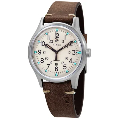 Timex Mk1 Quartz Beige Dial Brown Leather Men's Watch Tw2r96800 In Beige / Black / Brown