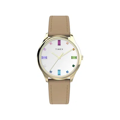 Timex Modern Easy Reader 32mm Leather Ladies Watch In Brown