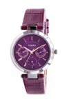 Timex Multifunction Leather Ladies Watch In Purple