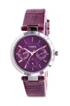 Timex Multifunction Leather Ladies Watch In Purple