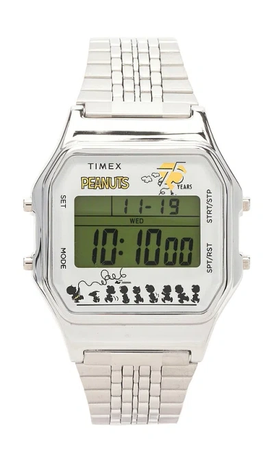 Timex Peanuts 75th Anniversary 34mm Stainless Steel Watch In Metallic