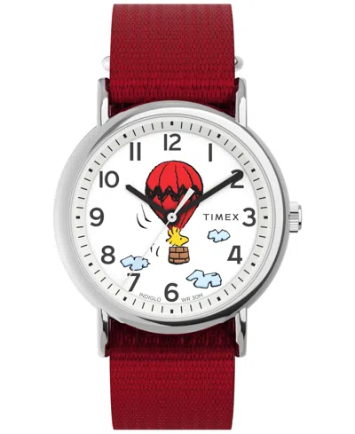 Timex Peanuts Weekender Quartz Analog Red Fabric Watch 38mm