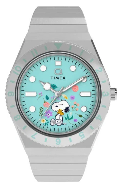 Timex Peanuts® X Q ® 36mm Stainless Steel Expansion Band Watch In Red