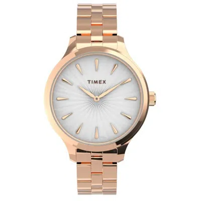 Timex Peyton Quartz White Dial Ladies Watch Tw2v06300 In Gold