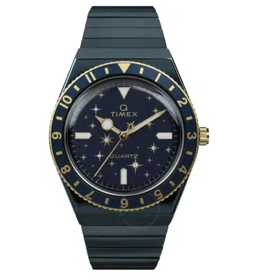Timex Q Celestial Quartz Blue Dial Ladies Watch Tw2v53500 In Blue / Gold Tone