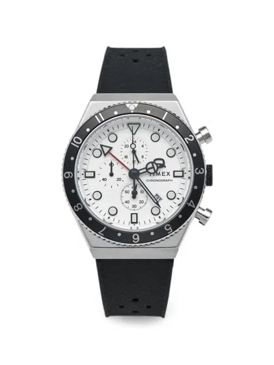 Pre-owned Timex Q Chronograph 40mm Watch In White