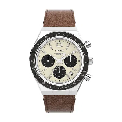 Timex Q Chronograph Quartz Cream Dial Men's Watch Tw2v42800 In Brown