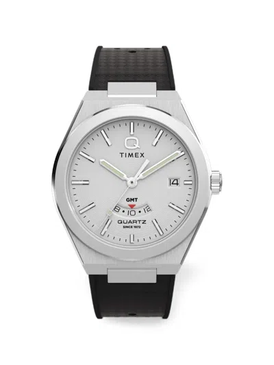 Timex Q Continental Gmt 39mm Watch In Metallic