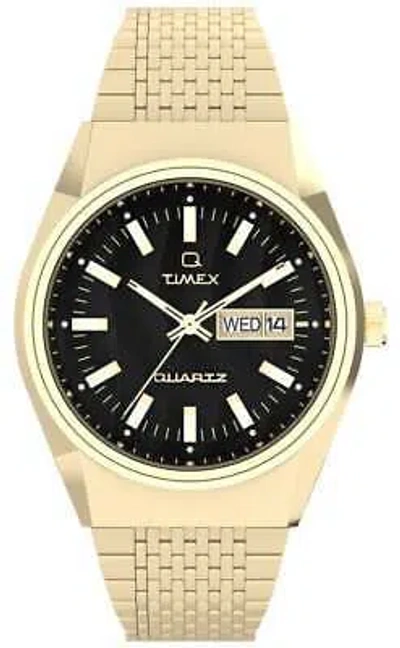 Pre-owned Timex Q Falcon Eye (38mm) Black Dial / Gold-tone Stainless Steel Tw2w62500 Watch
