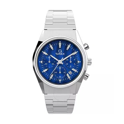 Timex Q Falcon Eye Chronograph Quartz Blue Dial Men's Watch Tw2w33700 In Blue/silver Tone