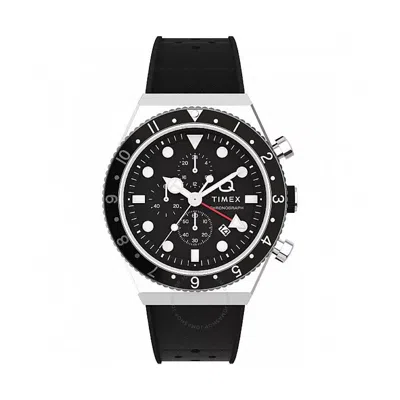 Timex Q  3-time Zon Chronograph Quartz Black Dial Men's Watch Tw2v70000 In Silver Tone/black