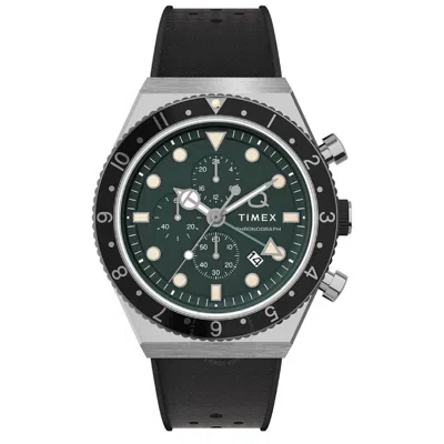 Timex Q  3-time Zone Chronograph Quartz Green Dial Men's Watch Tw2v70200 In Green/silver Tone/black