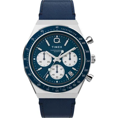 TIMEX TIMEX® Q TIMEX CHRONOGRAPH LEATHER STRAP WATCH, 40MM