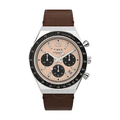 Timex Q  Chronograph Quartz Salmon Dial Men's Watch Tw2w51800 In Brown