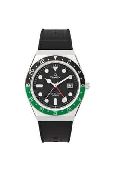 Pre-owned Timex Q  Gmt 38mm Synthetic Rubber Strap Watch Tw2w57500