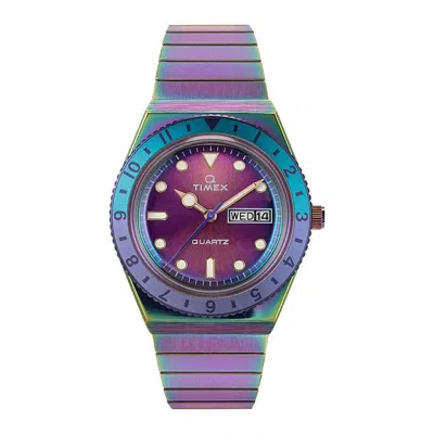 Timex Q  Iridescence Quartz Expansion Band Ladies Watch Tw2w41100 In Purple