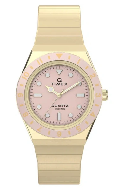 Timex Q ® Mini 30mm Stainless Steel Expansion Band Watch In Gold