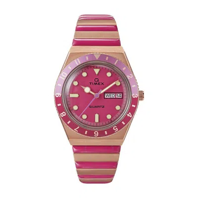 Timex Q  Quartz Pink Dial Expansion Band Ladies Watch Tw2w41000