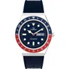 Timex ® Q  Silicone Strap Watch, 38mm In Silver/blue/blue