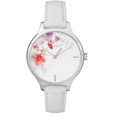 Timex Quartz White Dial Ladies Crystal Bloom Watch Tw2r66800 In White/silver Tone