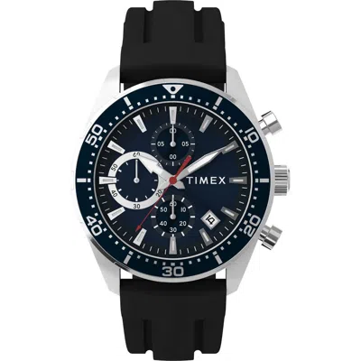Timex ® Ridgefield Chronograph Silicone Strap Watch, 42mm In Black