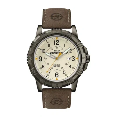 Timex Rugged Mens Leather Strap Field Watch T499907r In Brown